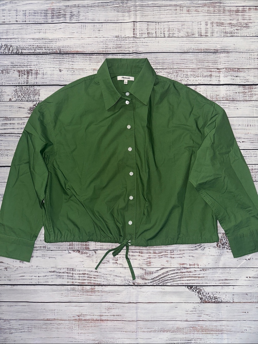 Madewell Drawstring Button-Up Shirt in
Poplin Sz. M - Picture 6 of 10